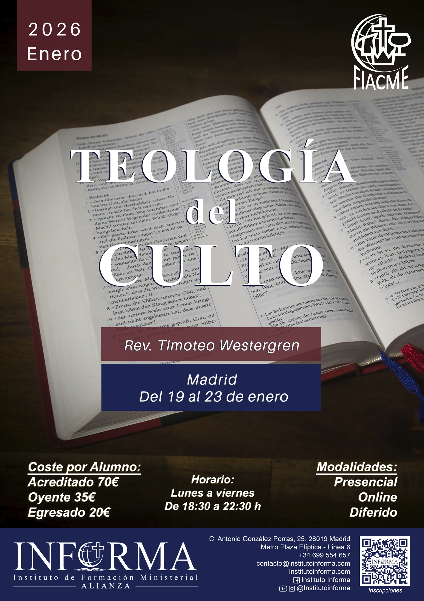 Teología del Culto – Presencial (Madrid), Online y Diferido.